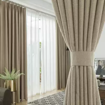 Curtain blackout bedroom living room 2021 New light luxury milk tea color cotton linen modern Japanese pop Norse simplicity