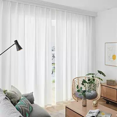 Modern screen curtain light impermeable white screen curtain screen curtain living room balcony screen bay window shading curtain screen white sand reclining