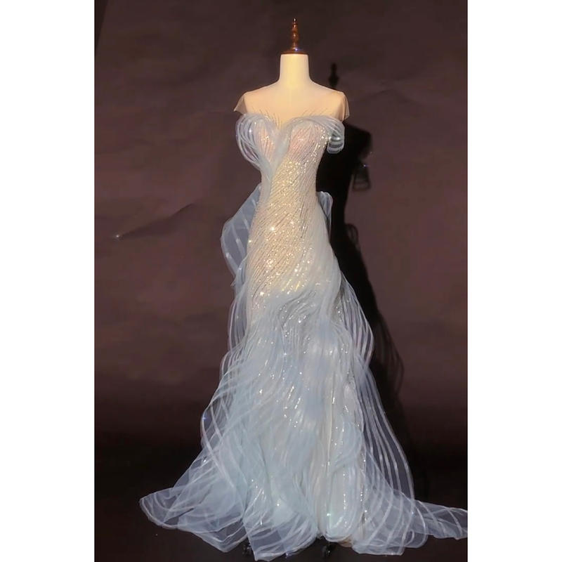 Stunning Bridal Wedding Dress, Custom-Made Toast Dress, Sparkling Fishtail Princess Dress, Banquet Birthday Evening Dress, Super Fairy-Like Stunning Bridal Wedding Dress, Custom-Made Toast Dress, Sparkling Fishtail Princess Dress, Banquet Birthday Evening Dress, Super Fairy-Like