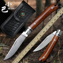 Small barley imported M390 powder steel folding knife outdoor portable sharp knife high hardness rare sleeve lockless folding knife