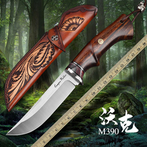 Imported M390 powder steel straight knife high hardness sharp knife outdoor portable knife tritium knife camping defense Saber