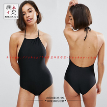 Early spring 2017 cotton large size G halter neck slim backless one-piece Solid color outer wear base practice suit T-shirt