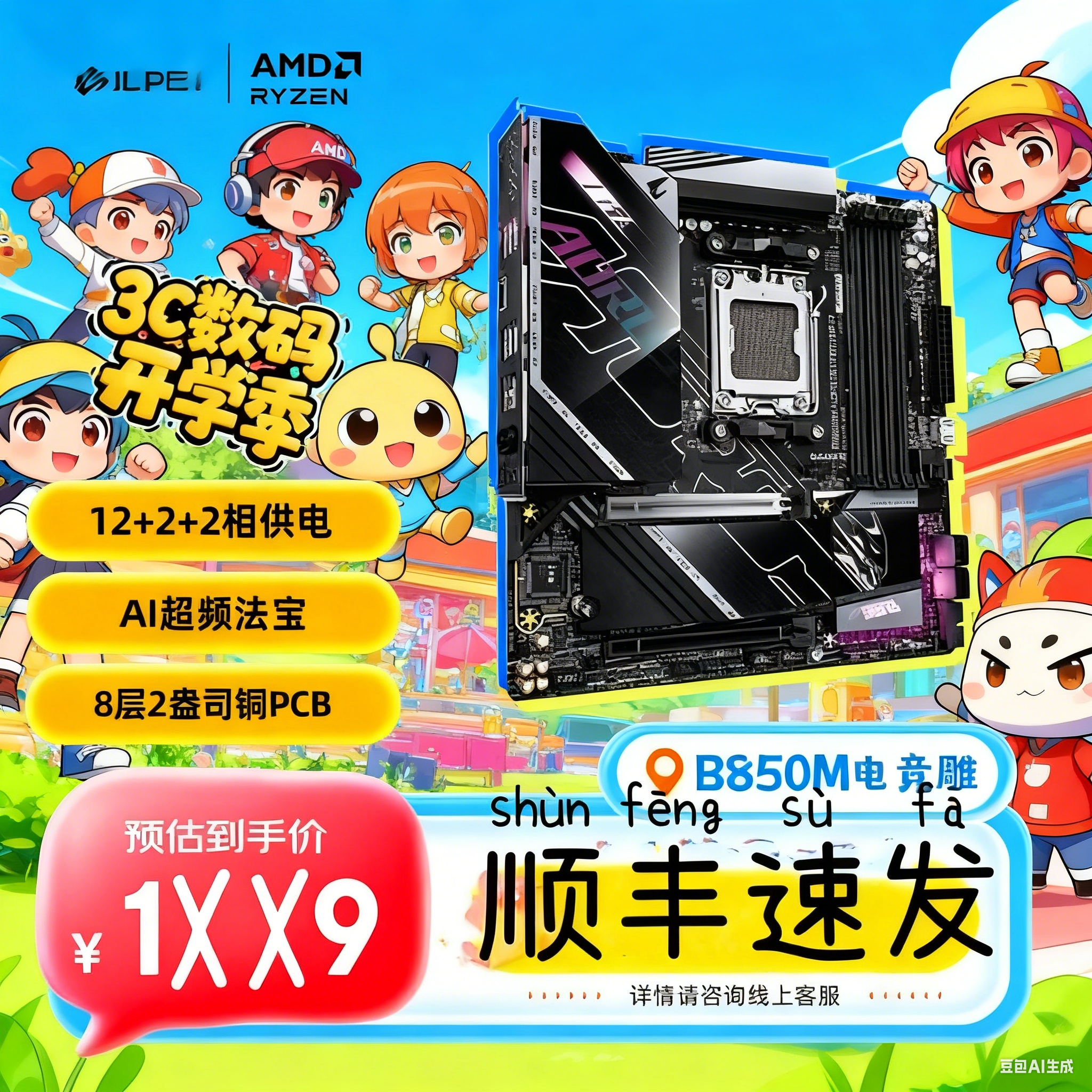 顺丰B850M/B650M GAMING PLUS GAMING 迫击炮 重炮手 冰雕7800X3D