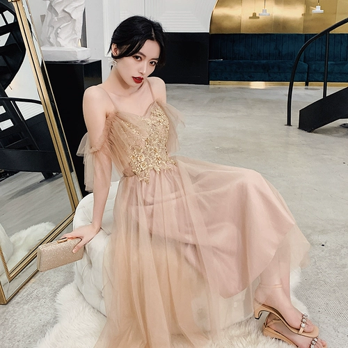 Платье подружки невесты, зимнее длинное вечернее платье, коллекция 2023, средней длины, для подружки невесты, по фигуре