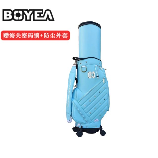 Boyea golf aviation checked ball bag universal four-wheel golf bag waterproof and wear-resistant ຖົງກອຟສໍາລັບຜູ້ຊາຍແລະແມ່ຍິງທີ່ມີຊື່ embroidered