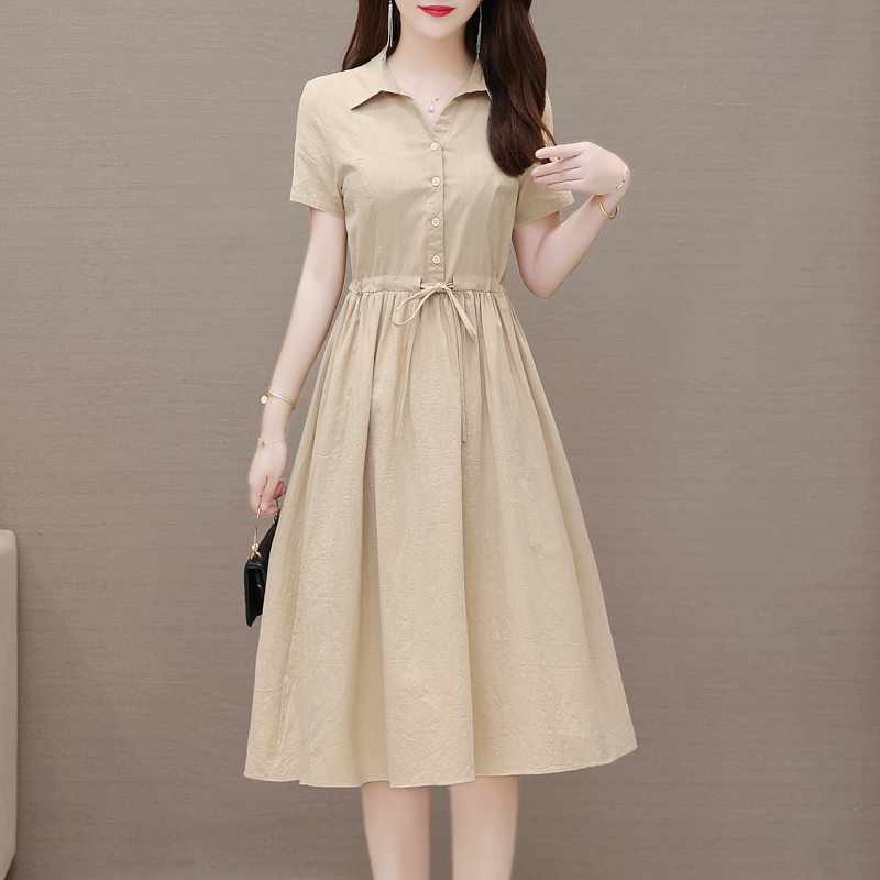 Belly-Covering, Waist-Slimming, Slimming Dress for Women, Summer 2025 New Style, Fashionable and Elegant for Mothers, Loose-Fitting Plus-Size Dress