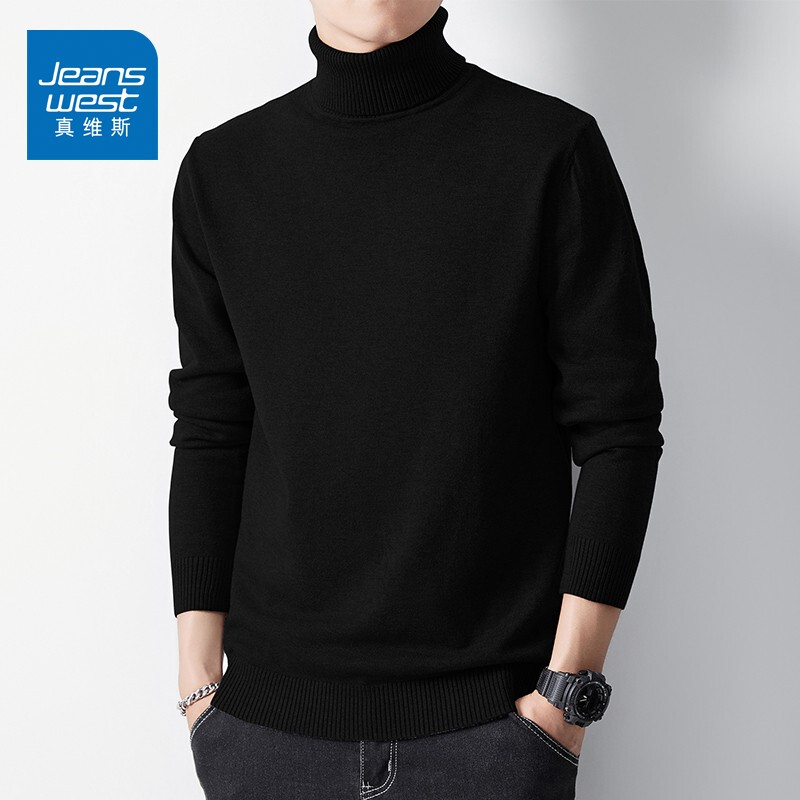 Jeanswest Casual Sweater Men's Autumn 2026 New High-Neck Base Shirt Black Men's Long-Sleeve Knitwear Trendy Jeanswest Casual Sweater Men's Autumn 2026 New High-Neck Base Shirt Black Men's Long-Sleeve Knitwear Trendy
