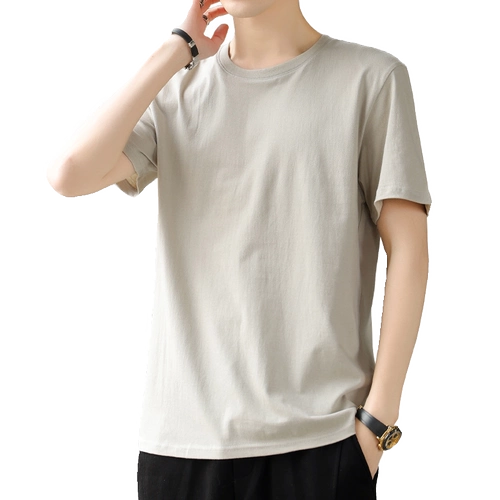 Хлопковая летняя цветная базовая футболка с коротким рукавом с круглым воротником для отдыха, оверсайз