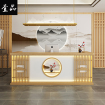 New Chinese cashier Retro solid wood bar table Teahouse Reflexology beauty health club Hotel reception desk