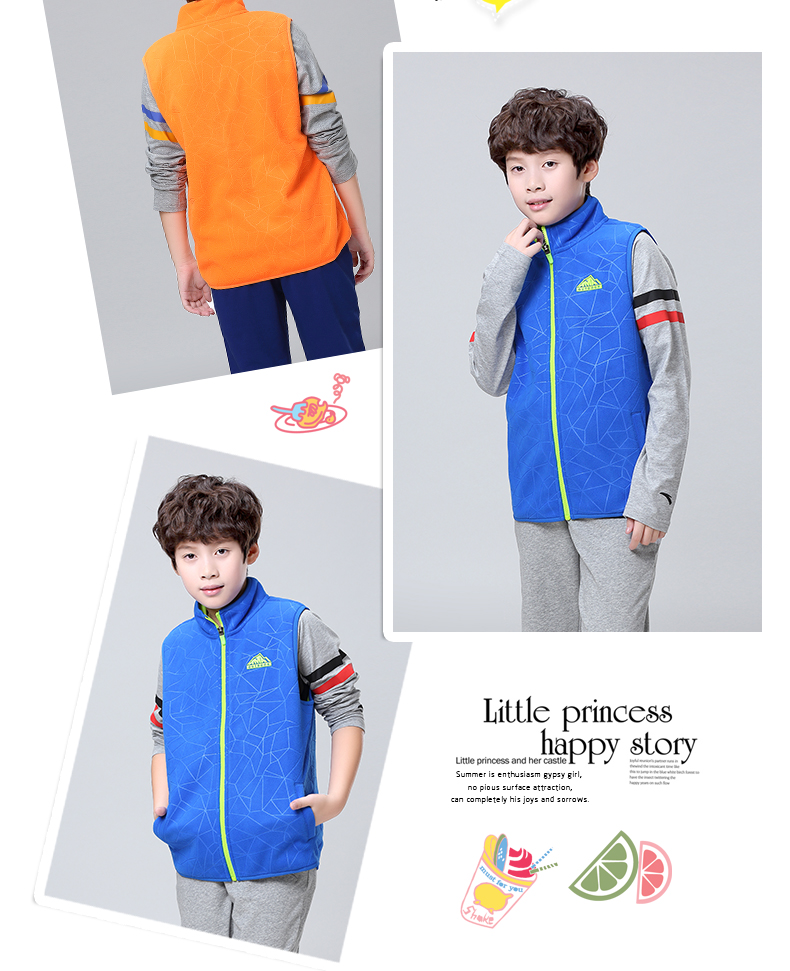 Quần áo bé trai Anta vest không tay 2018 nam mới to boy lông cừu ấm áo vest gile lông sang chảnh bé gái