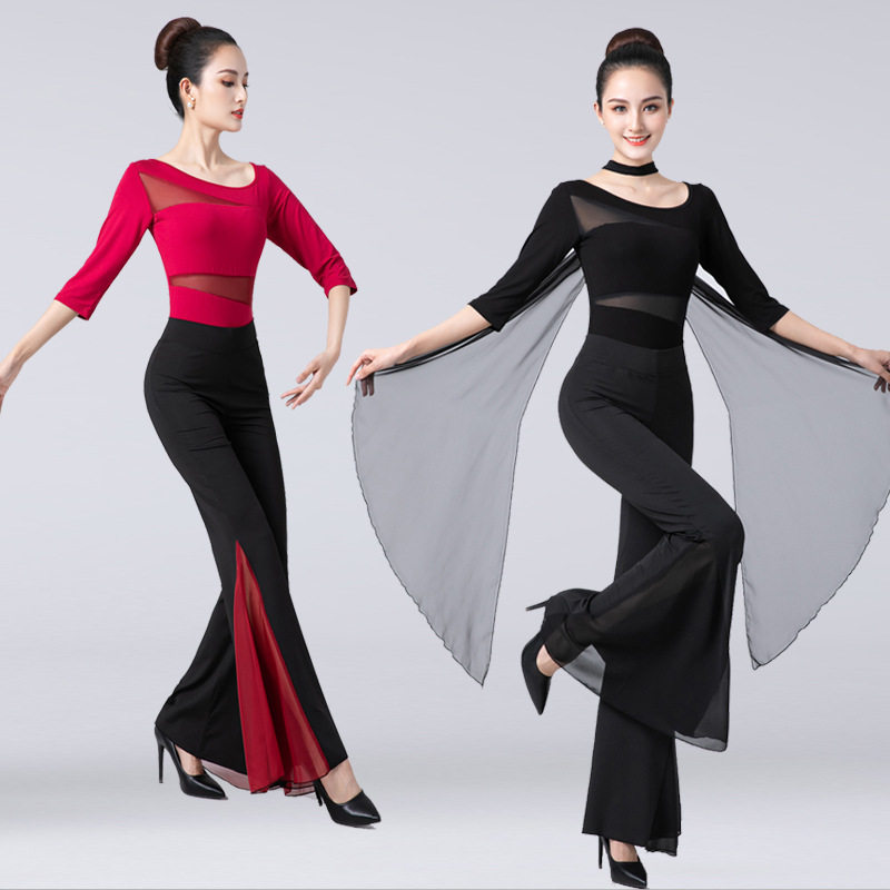 Body training suit Suit Parquet Horn Pants Dance Exercises Chest Cushion Mentor Etiquette Conjoined Yoga Suit-Taobao