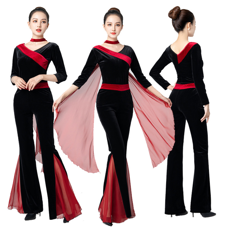 Etiquette body clothing 2022 autumn and winter new gold velvet catwalk model ballet practice training clothing training dance clothing