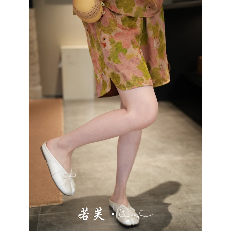 Ruofu|【Peach Branch and Osmanthus Rabbit-Shorts】Summer Comfortable Mulberry Silk Xiangyun Fabric Slimming Shorts Ruofu|【Peach Branch and Osmanthus Rabbit-Shorts】Summer Comfortable Mulberry Silk Xiangyun Fabric Slimming Shorts