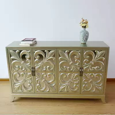 Neoclassical mirror dining cabinet storage cabinet European living room bowl cabinet American carved shoe cabinet model room entrance cabinet