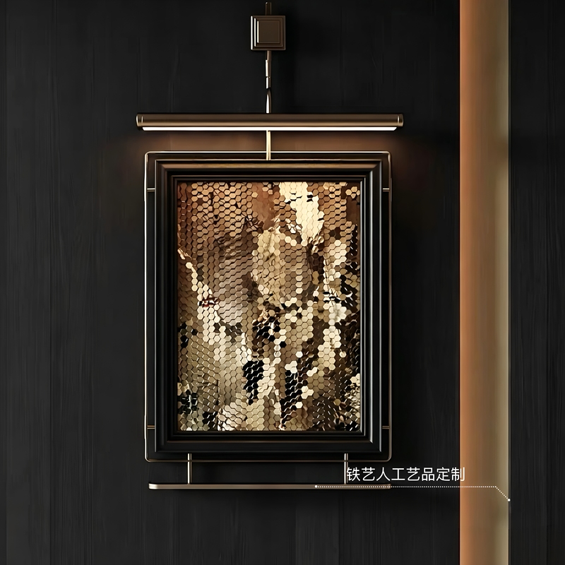 Modern Light Luxury Abstract Metal Hanging Light-Emitting Wall Art for Hotel and Villa Entrance, Textured Wall Painting, Italian Minimalist Painting Modern Light Luxury Abstract Metal Hanging Light-Emitting Wall Art for Hotel and Villa Entrance, Textured Wall Painting, Italian Minimalist Painting