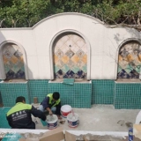 Марокканский B & B бассейн мозаичный вилла горячий пруд, рыболовный пруд пруд пруд высокий сети из красного льда плитка трещины льда