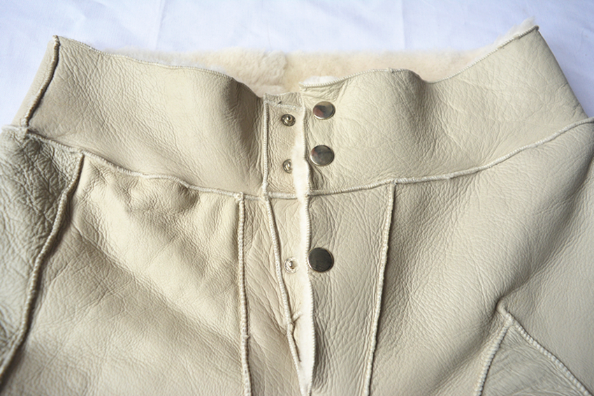 Mùa đông cừu xén lông một chiếc quần da quần cotton lông cừu lót cao eo quần da cừu quần legging nam