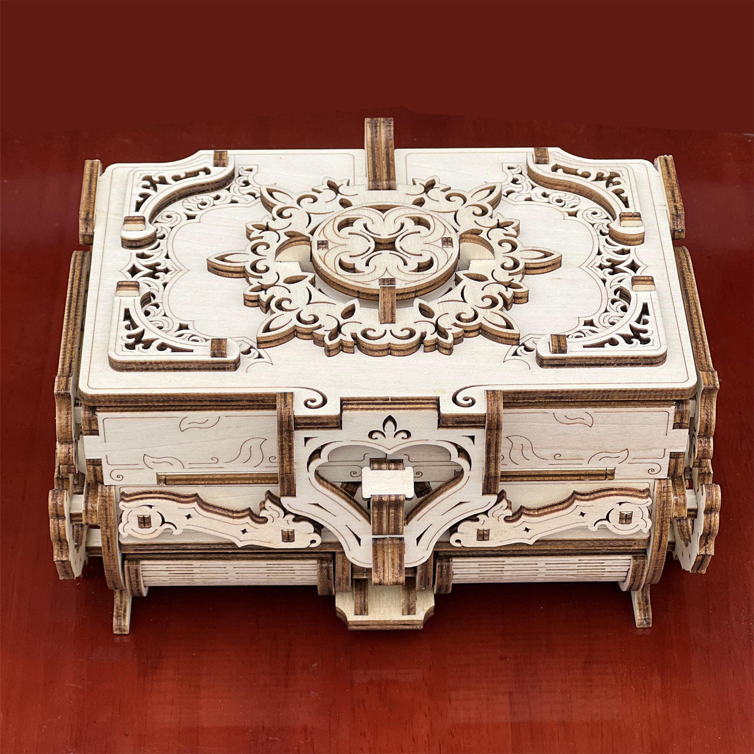 Ukrainian ugearss same antique box jewelry send girlfriend wooden mechanical transmission model DIY manual