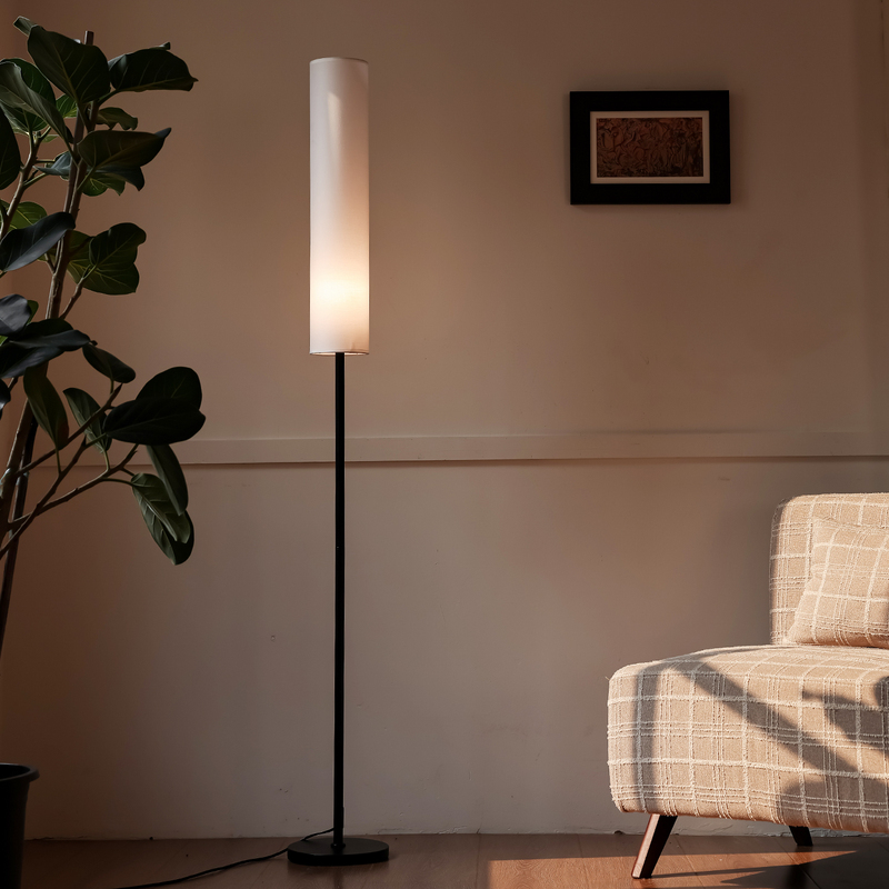 Modern Minimalist Living Room Long Tube Floor Lamp Bedroom Bedside Fabric Standing Lamp Nordic Minimalist Warm Atmosphere Lamp