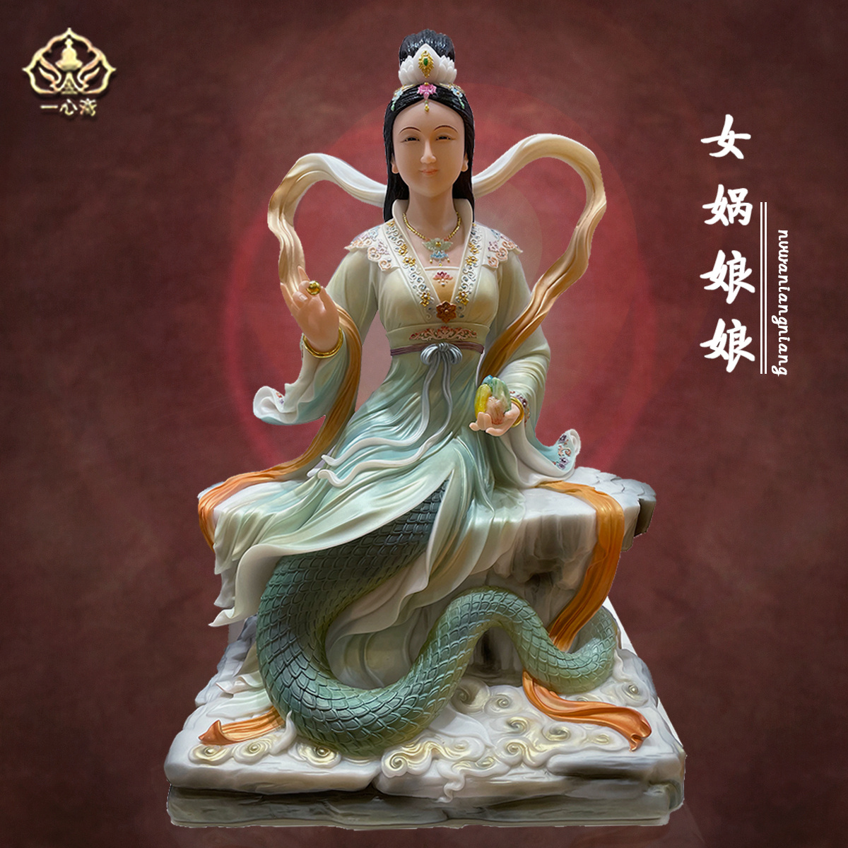 【趣楽】即決！中国古玩　白玉材羅漢像　仏像　U861 26寸汉白玉女娲补天佛像中式彩绘神像家用供奉半手工佛像