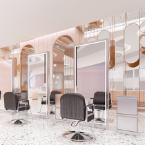  Net celebrity barber shop single-sided double-sided mirror LED touch intelligent hair salon tide hair salon special floor-to-ceiling mirror table