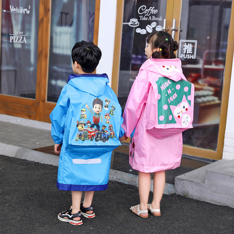Children's raincoat Kindergarten boys and girls baby children raincoat Primary school students small, medium and large children thickened with school bags