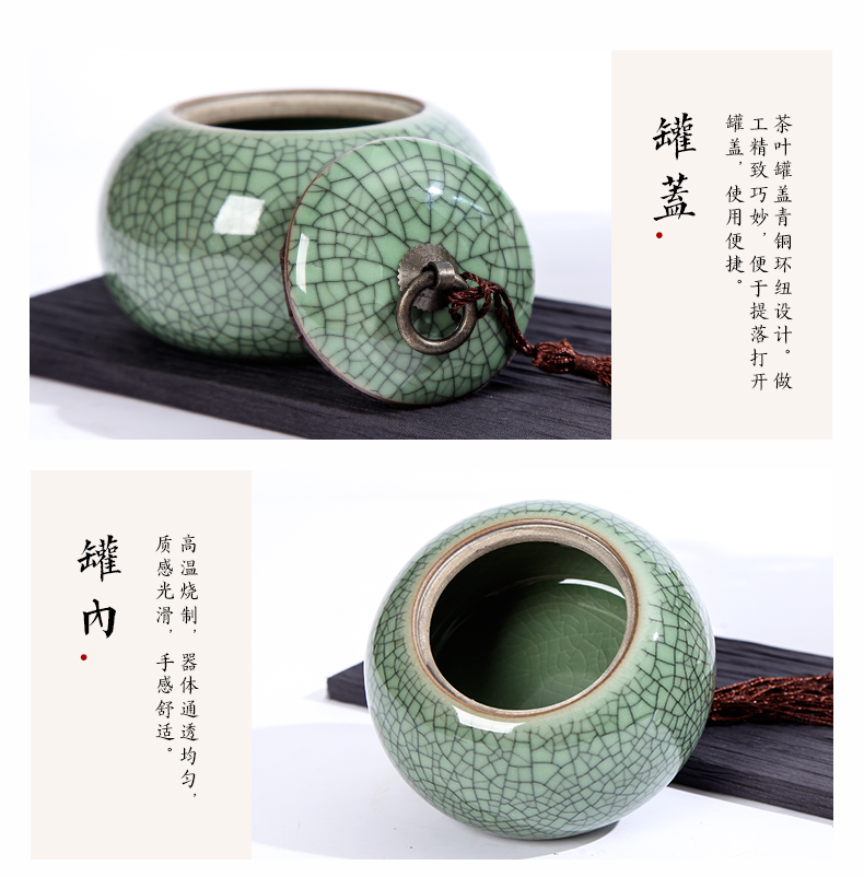 Long tuyền men ngọc lon trà handmade gốm lớn bán buôn Jinglong tea set hộp trà trà xanh Pu'er kín lon