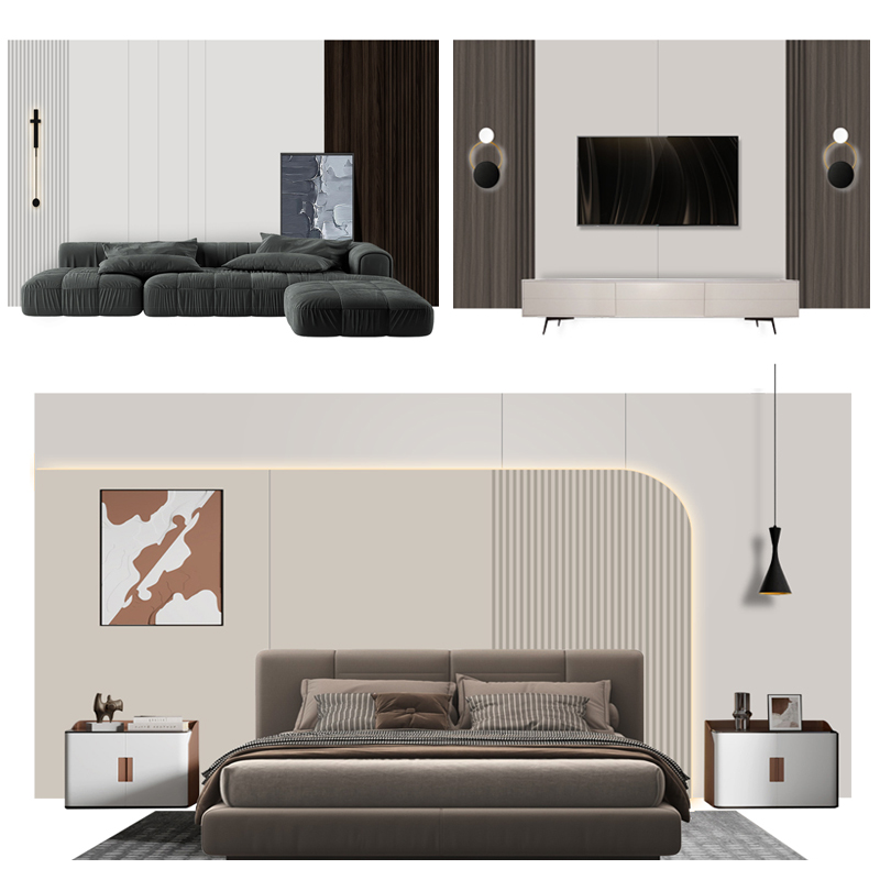 Wood Finishes Board Environmentally Friendly Film & Film Wall Eco panels Background wall Light Extravagant Living-room Bedrooms Modern Minimalist wall panel Grilles