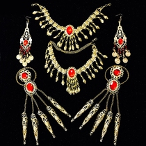 Jinhang Belly Dance Jewelry Belly Dance Necklace Belly Dance Earrings Neck Chain Earrings Two-piece Set