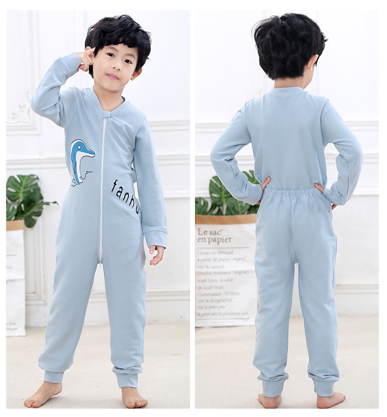 Nhà vệ sinh trẻ em, đồ ngủ một mảnh, trẻ lớn, mùa xuân và mùa thu, bông, kích thước lớn, em bé gầy, bộ đồ một mảnh, 3-4-5-6-7 tuổi 2 bộ trẻ em phim hoạt hình