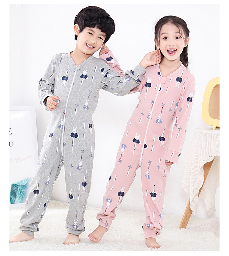 Nhà vệ sinh trẻ em, đồ ngủ một mảnh, trẻ lớn, mùa xuân và mùa thu, bông, kích thước lớn, em bé gầy, bộ đồ một mảnh, 3-4-5-6-7 tuổi 2 bộ trẻ em phim hoạt hình