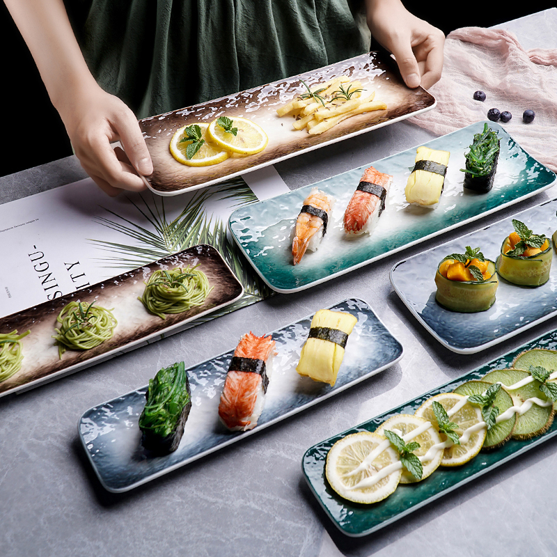 Japanese Sushi Plate, Long Plate, Snack Plate, Creative Snack Plate, Western Food Plate, Sashimi Plate, Long Plate, Japanese Tableware