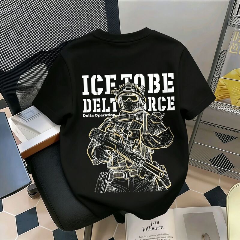 Delta Force Game-Themed Children's Printed Short-Sleeve T-Shirt, Pure Cotton, Summer Children's Student Crew Neck Top, Special Edition