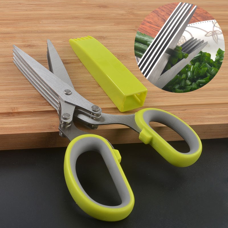Home Food Multi-layer Onion Flower Screw Purple Food Complementary Food Multi-functional Slip Stainless Steel Five-layer Sheet Scissors