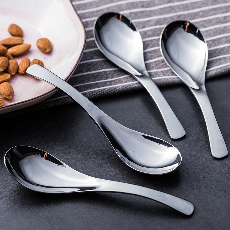 304 stainless steel spoon Han style adult spoon thickened deep spoon Chinese deep soup spoon Home Creative porridge soup spoon
