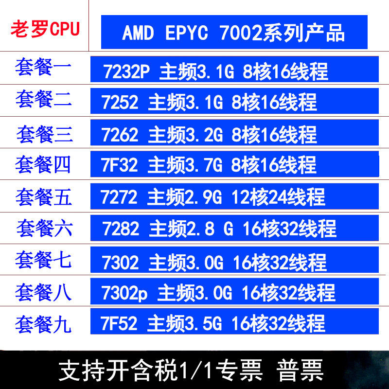 EPYC 7232P 7252 7262 7F32 7272 7282 7302 7302P 7F52CPU AMD EPYC 7232P 7252 7262 7F32 7272 7282 7302 7302P 7F52CPU AMD