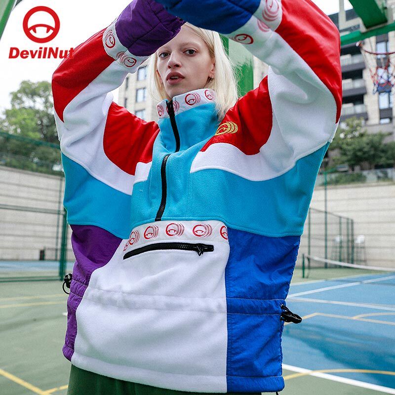 DEVIL NUT Tide Cards Demon Men and Men Loose Multicolored Phase Parquet Head Suede Clothes-DN Sports AET