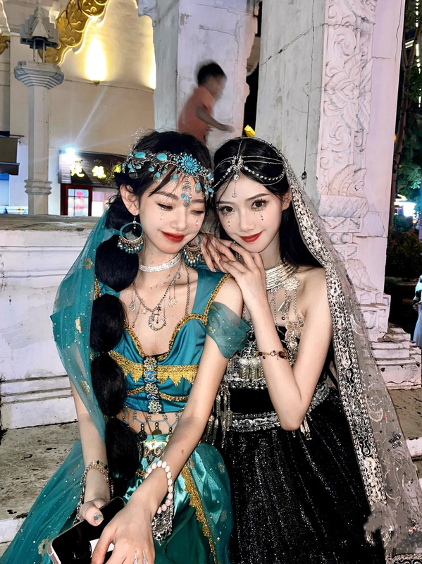 Western Dance Costume Studio Jasmine Princess Cosplay Costume Exotic Style Set Indian Dance Belly Dance Performance Costume