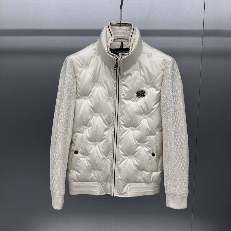 European Men's down Jacket, Light Luxury Series, New Winter Product, White Duck Down, Knitted Sleeves, Stand Collar, Casual Slim Fit Men's Coat European Men's down Jacket, Light Luxury Series, New Winter Product, White Duck Down, Knitted Sleeves, Stand Collar, Casual Slim Fit Men's Coat