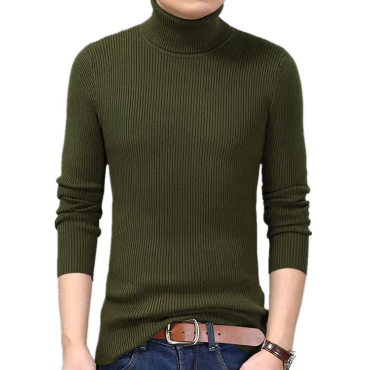 Áo len nam mùa đông Nam cực áo len dày màu đen đáy áo Hàn Quốc Slim size lớn áo len màu rắn áo nam