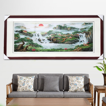 Su embroidery pure hand embroidery finished product Sunrise Dongsheng landscape embroidery living room porch Chinese gift hanging painting
