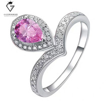 This years latest water drop design blazing color mosanstone emulation diamond 18k Platinum extravagant courting for wedding diamond ring