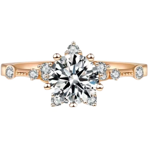 Платиновое бриллиантовое кольцо, белое золото 18 карат, 1 карат, со снежинками