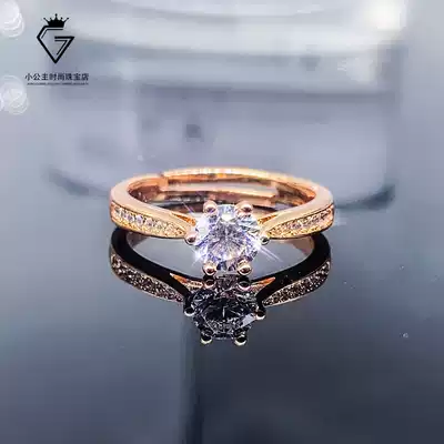 New rose gold six-claw diamond ring simulation women 18K winnings 1 karat mo sang shi ring for women engagement ring