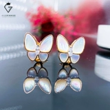 Золотые натуральные серьги, 18 карат, розовое золото, популярно в интернете