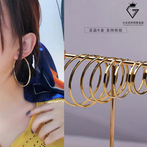 European and American wind temperament large earrings glossy large ring earrings 14K gold earrings adorned with European and American temperament Han Jian about 100 hitch