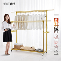 Clothes rack drying rack extendable home floor double bar lifting extra thick bedroom movable cooling clothes rack