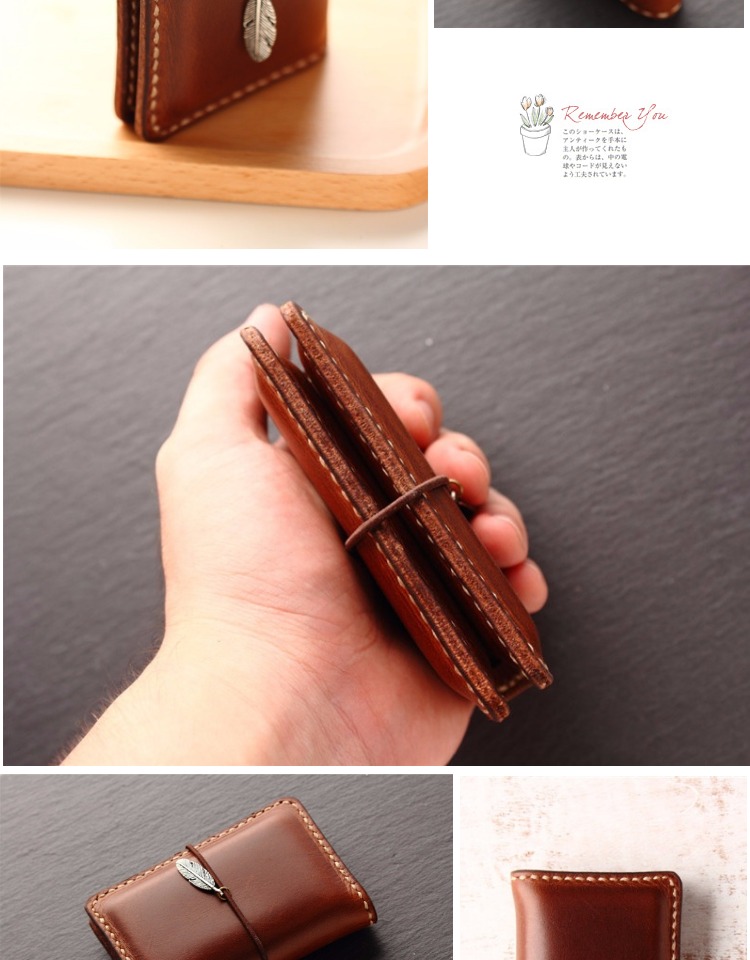 Handmade chủ thẻ kinh doanh da tay khâu tùy chỉnh nam giới và phụ nữ gói thẻ lớp đầu tiên da coin purse lưu trữ túi chữ miễn phí ví nam cầm tay