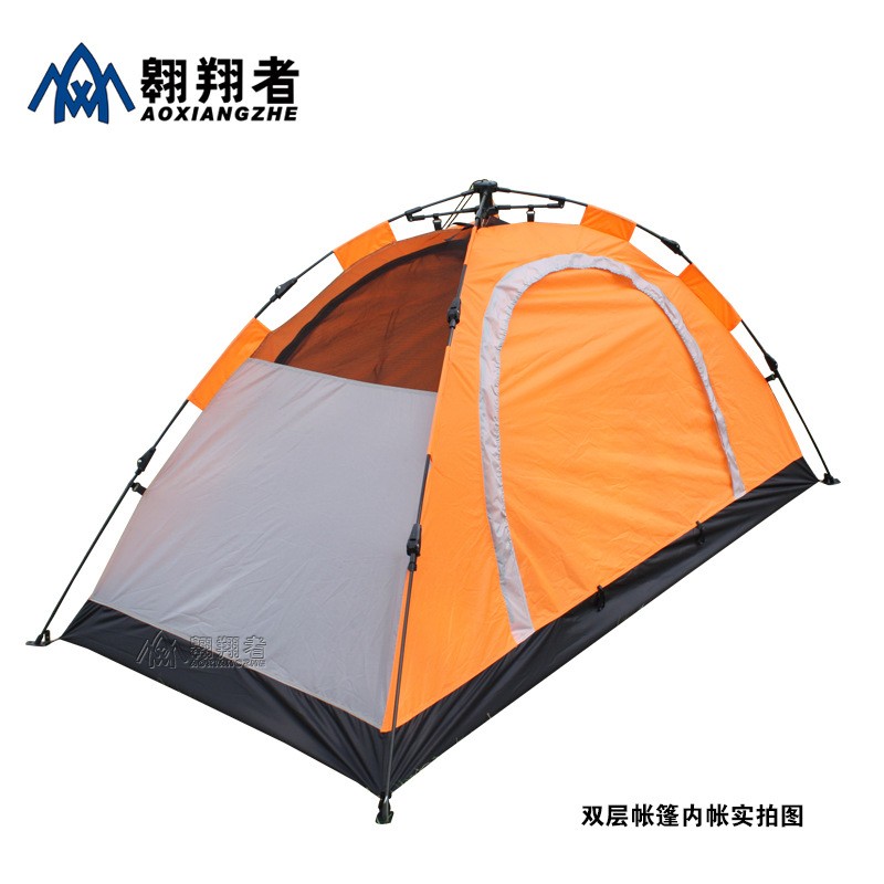 Orange single soldier tent single automatic double layer of rain-proof tent free of lap and open single super light tent