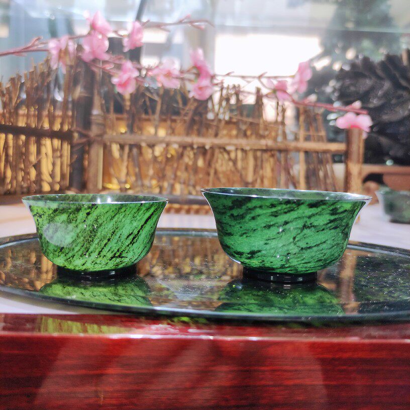 Wine Spring Other Nightlight Cup Qi Lian Ink Jade Boutique Mandarin Jade Gansu Tesan Wushan Tea Cup Wine Glass Manufacturer